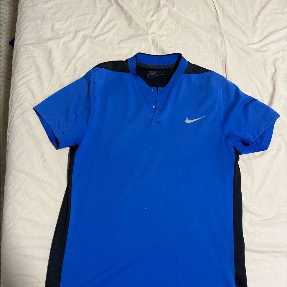 Nike Men's Blue and Black Polo Shirt